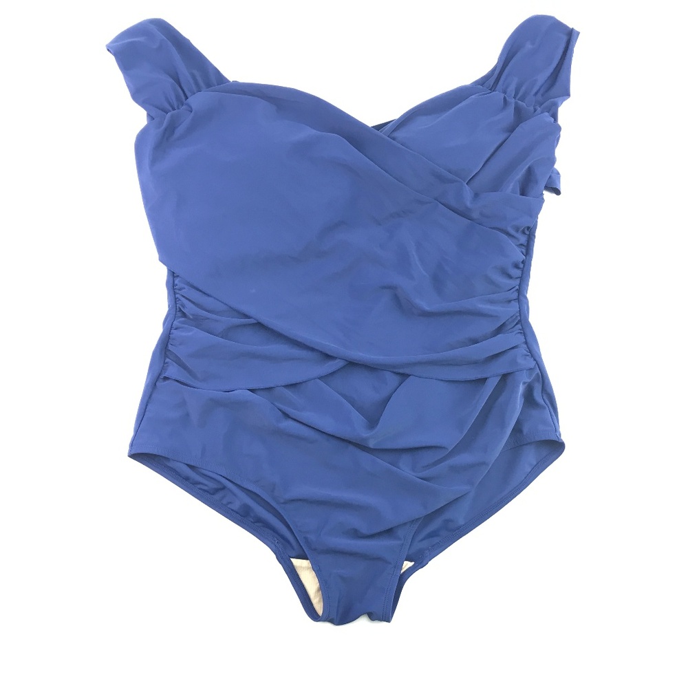 Jessica London Shelf Bra Lined Ruched Faux Wrap